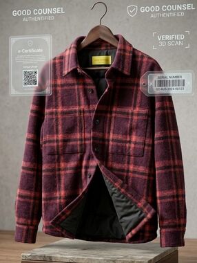 Plaid Shirt Jacket for Men - Red and Brown